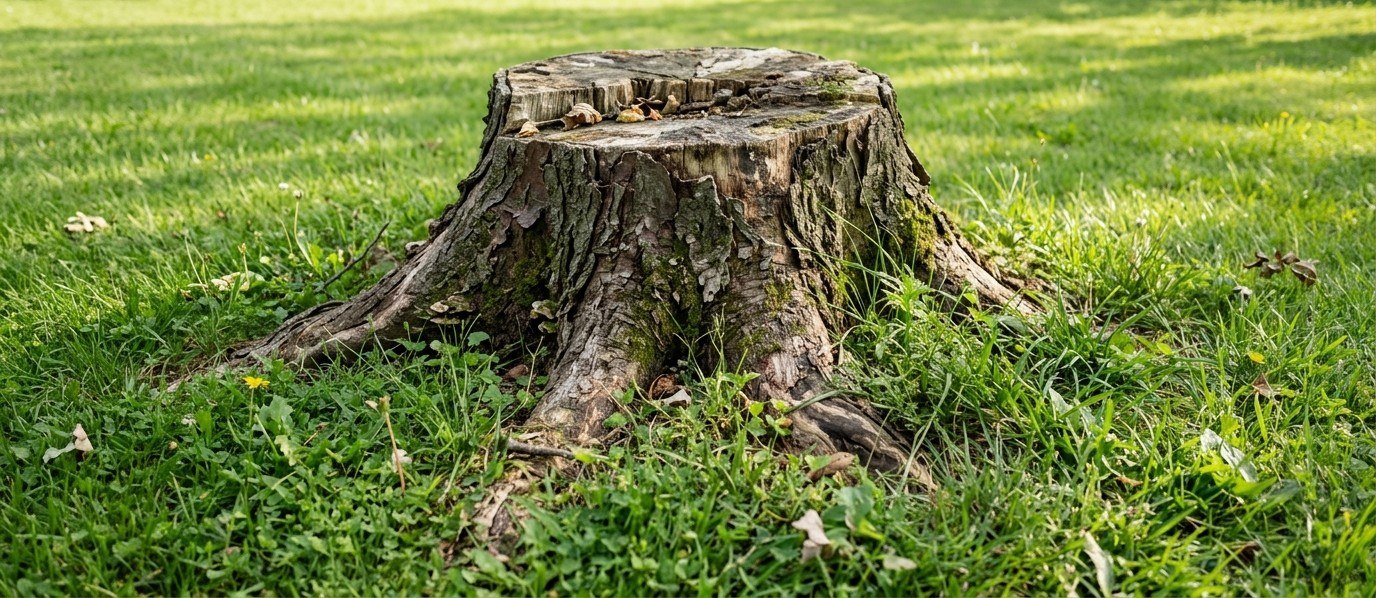 Stump grinder at work